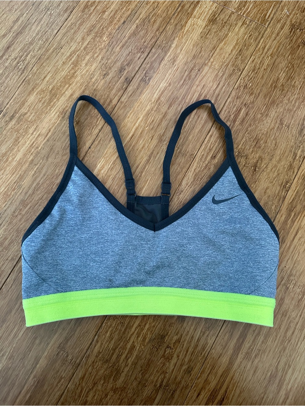 Nike Gray Sports Bra with Neon Yellow Band